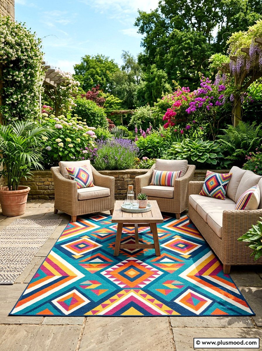 Colorful Outdoor Rugs - 25 best summer patio ideas