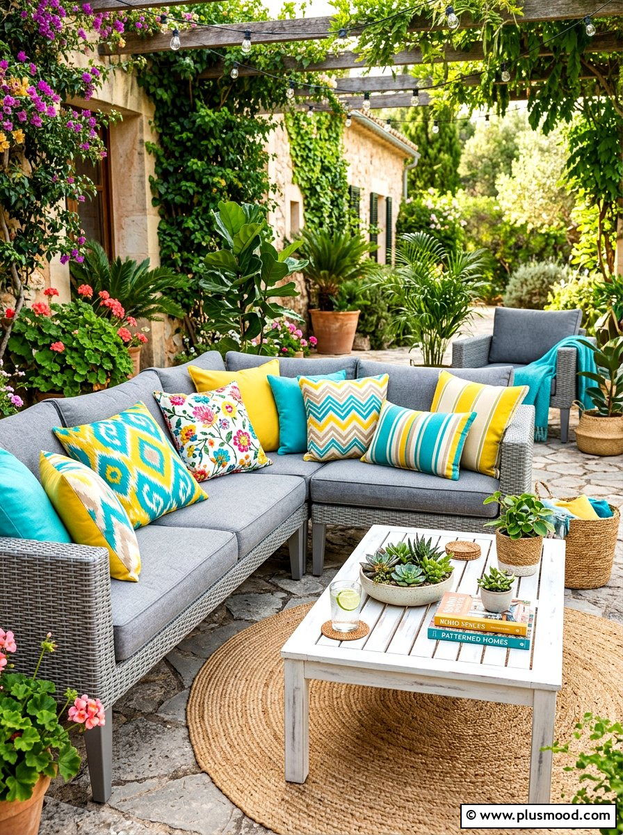 Colorful Outdoor Throw Pillows - 25 summer compact outdoor living ideas