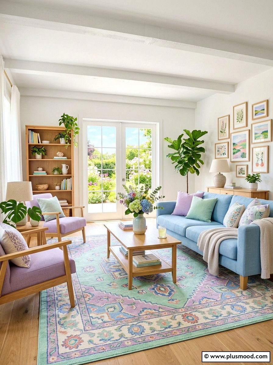Colorful Pastel Living Room - 25 summer living room decor ideas