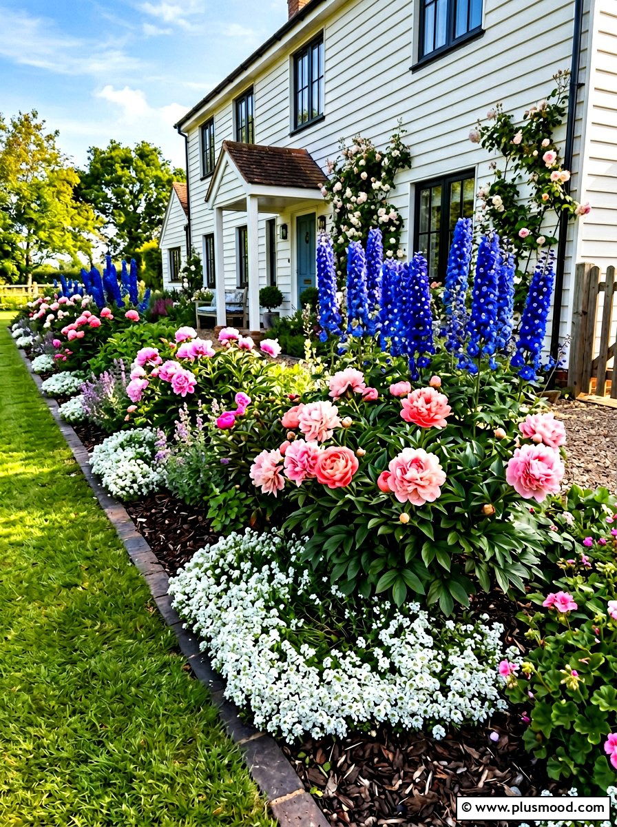 Colorful Perennial Border - 25 summer tidy front yard ideas