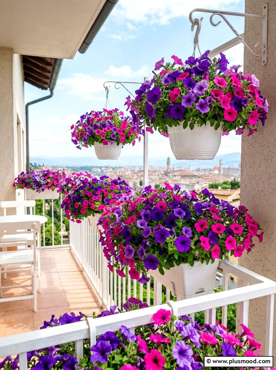 Colorful Petunias For Balcony Garden - 25 summer balcony garden ideas