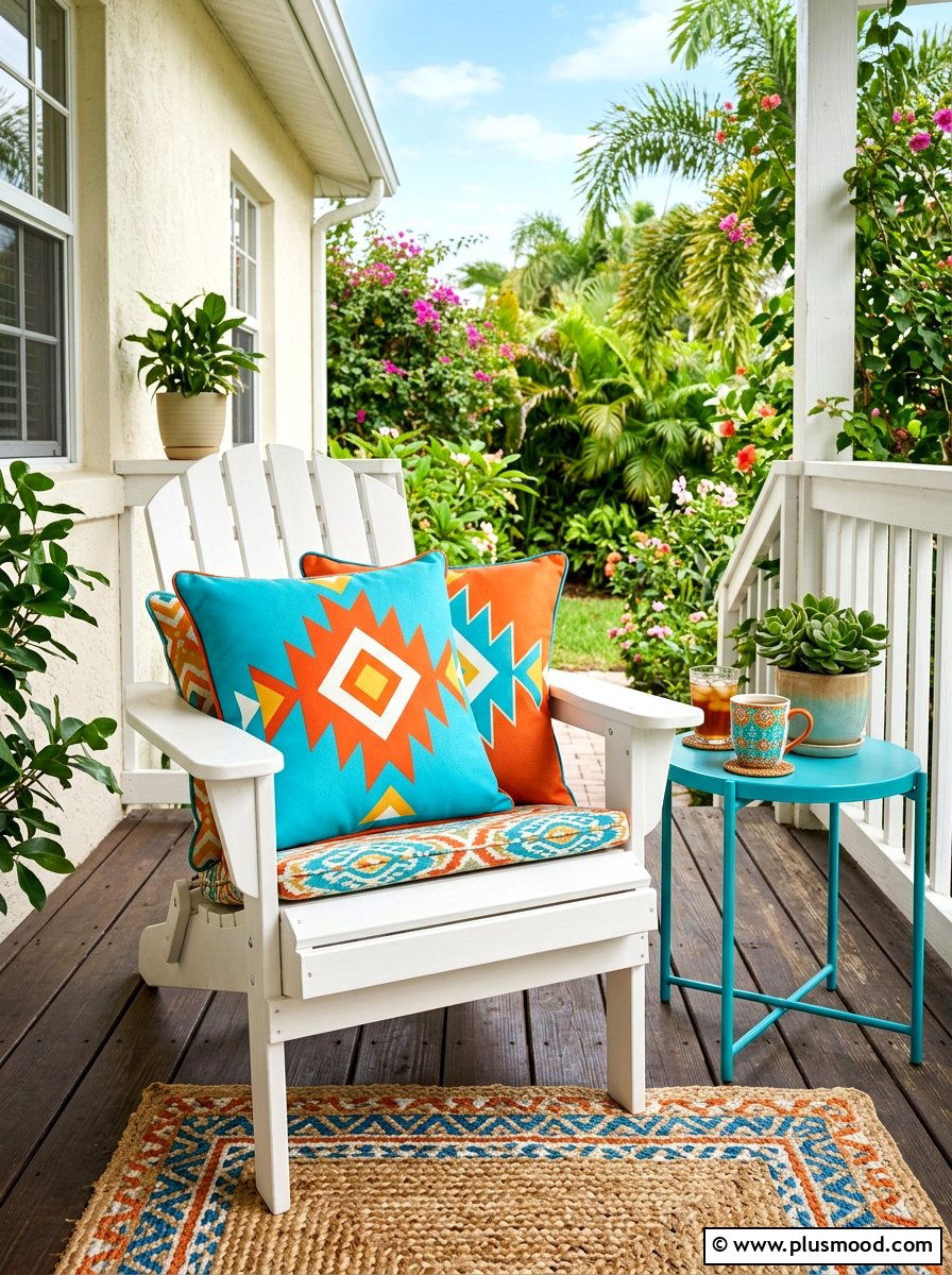 Colorful Porch Cushions - 25 summer narrow porch ideas