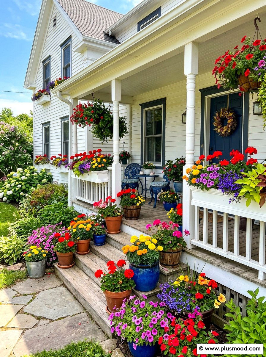 Colorful Porch Flowers - 25 beautiful summer porch ideas