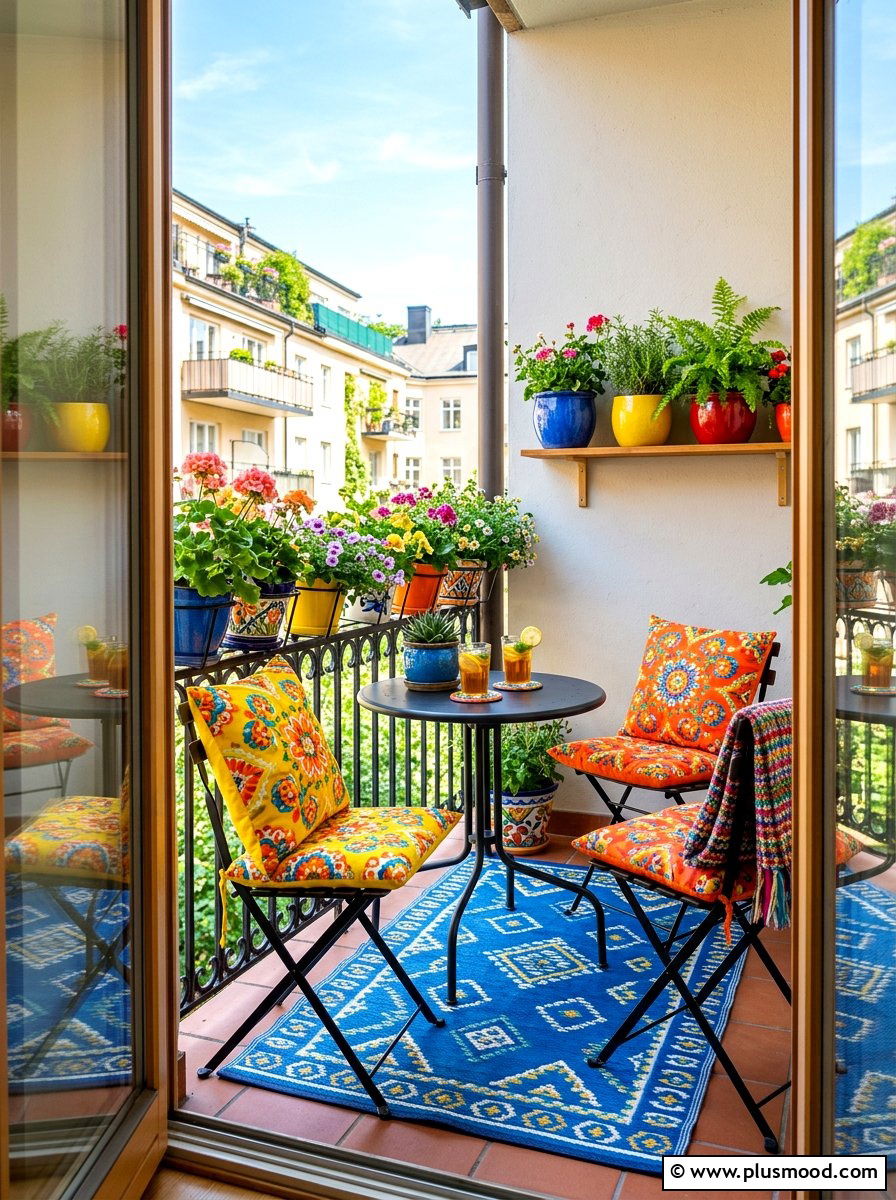 Colorful Small Balcony Accessories - 25 summer small balcony ideas