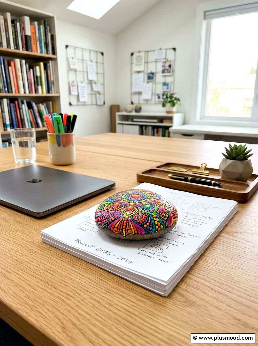 Colorful Zentangle Pebble - 25 painted rock ideas with zentangle art