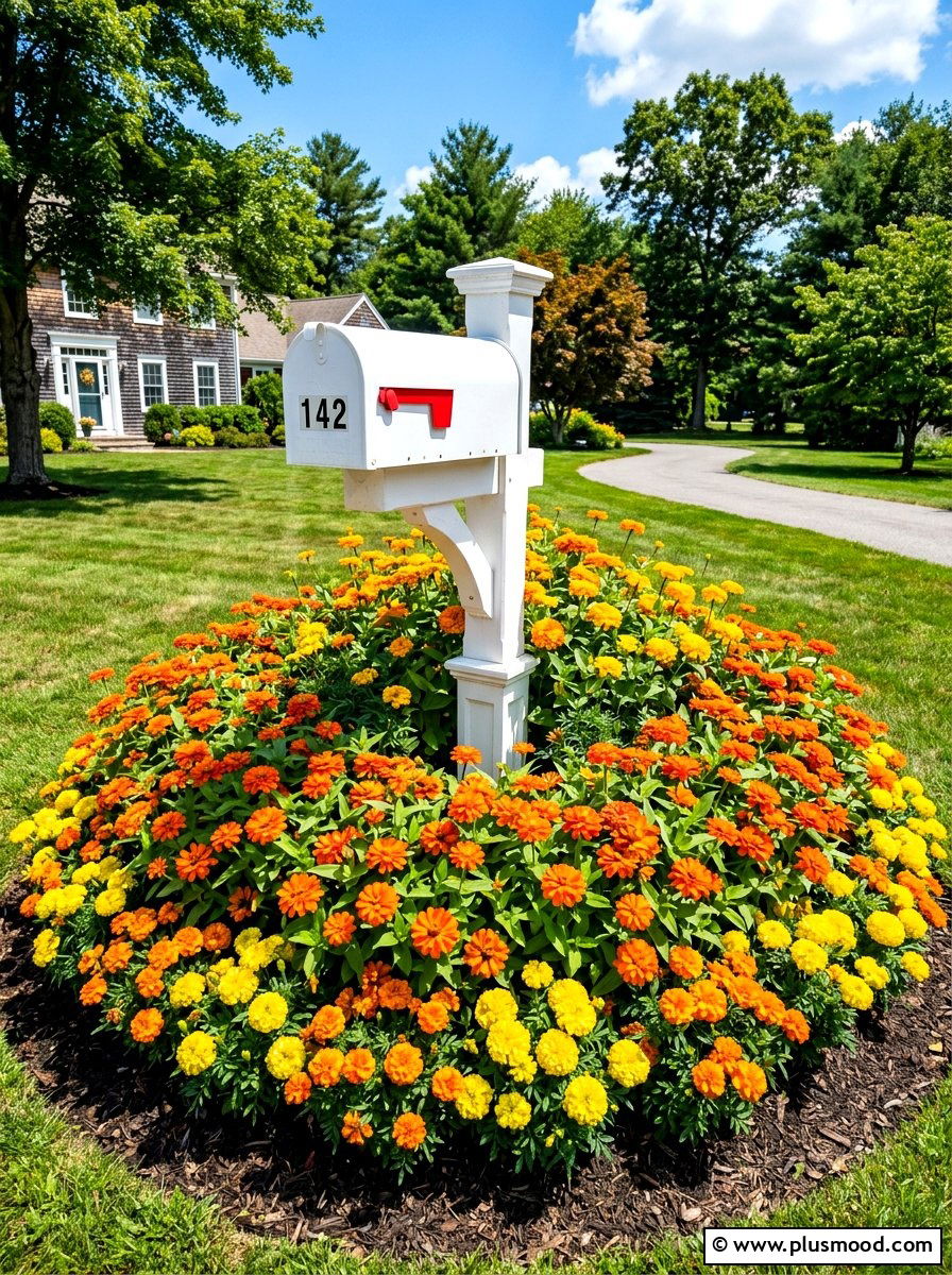 Colorful annuals for summer mailbox - 25 summer mailbox landscaping ideas