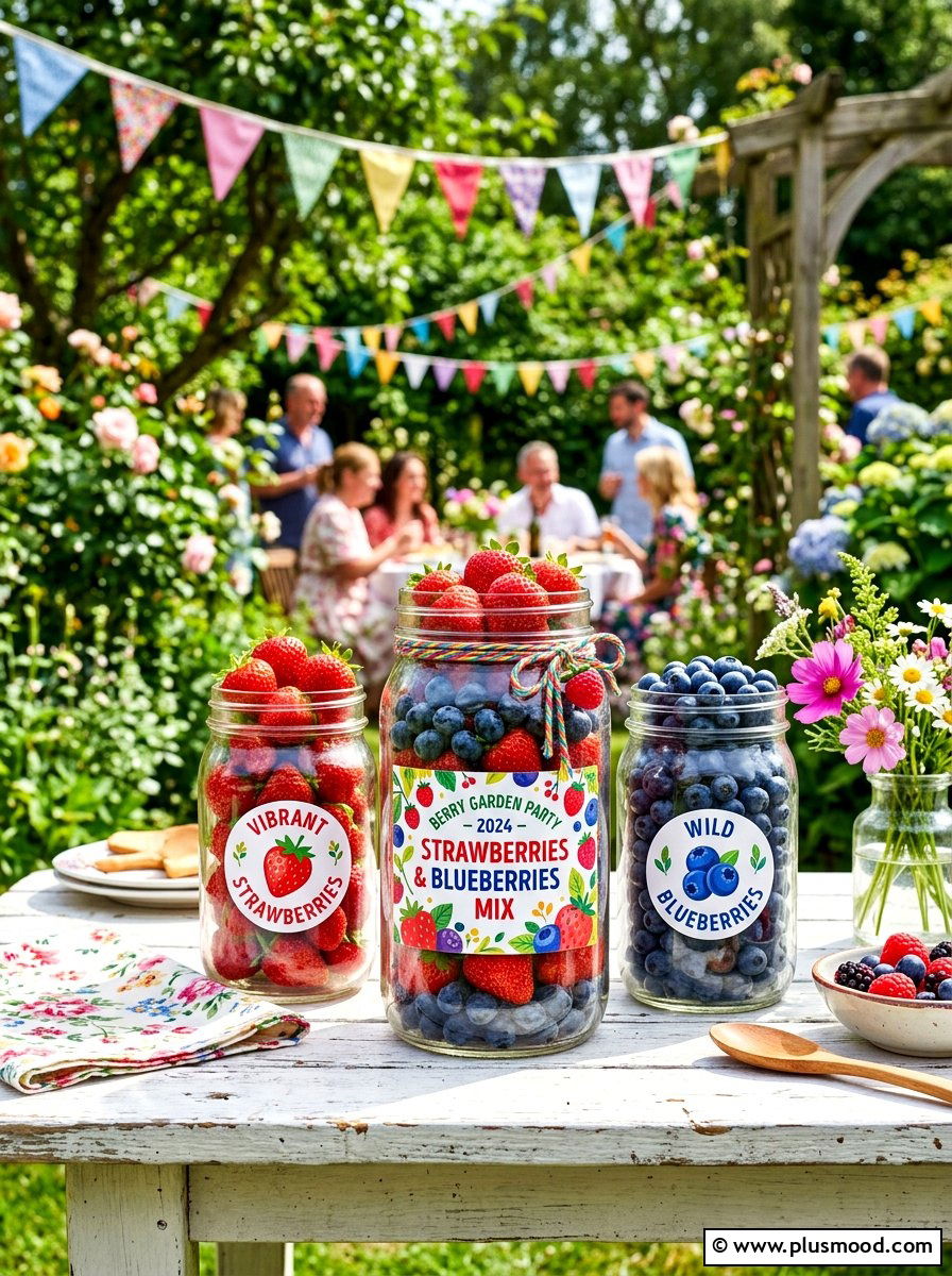 Colorful berry glass jar - 25 summer outdoor centerpiece ideas