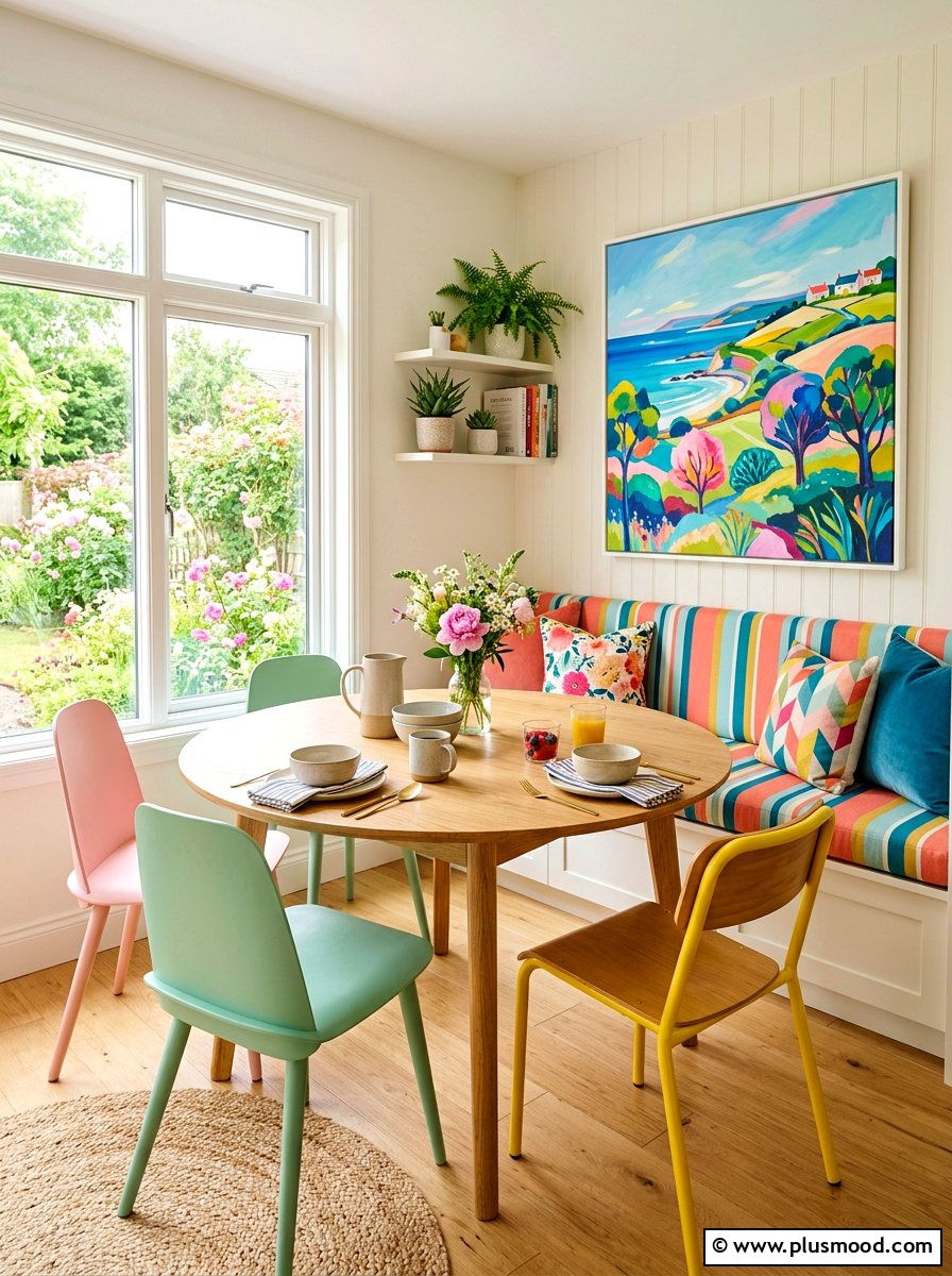 Colorful breakfast nook - 25 bright summer decor ideas