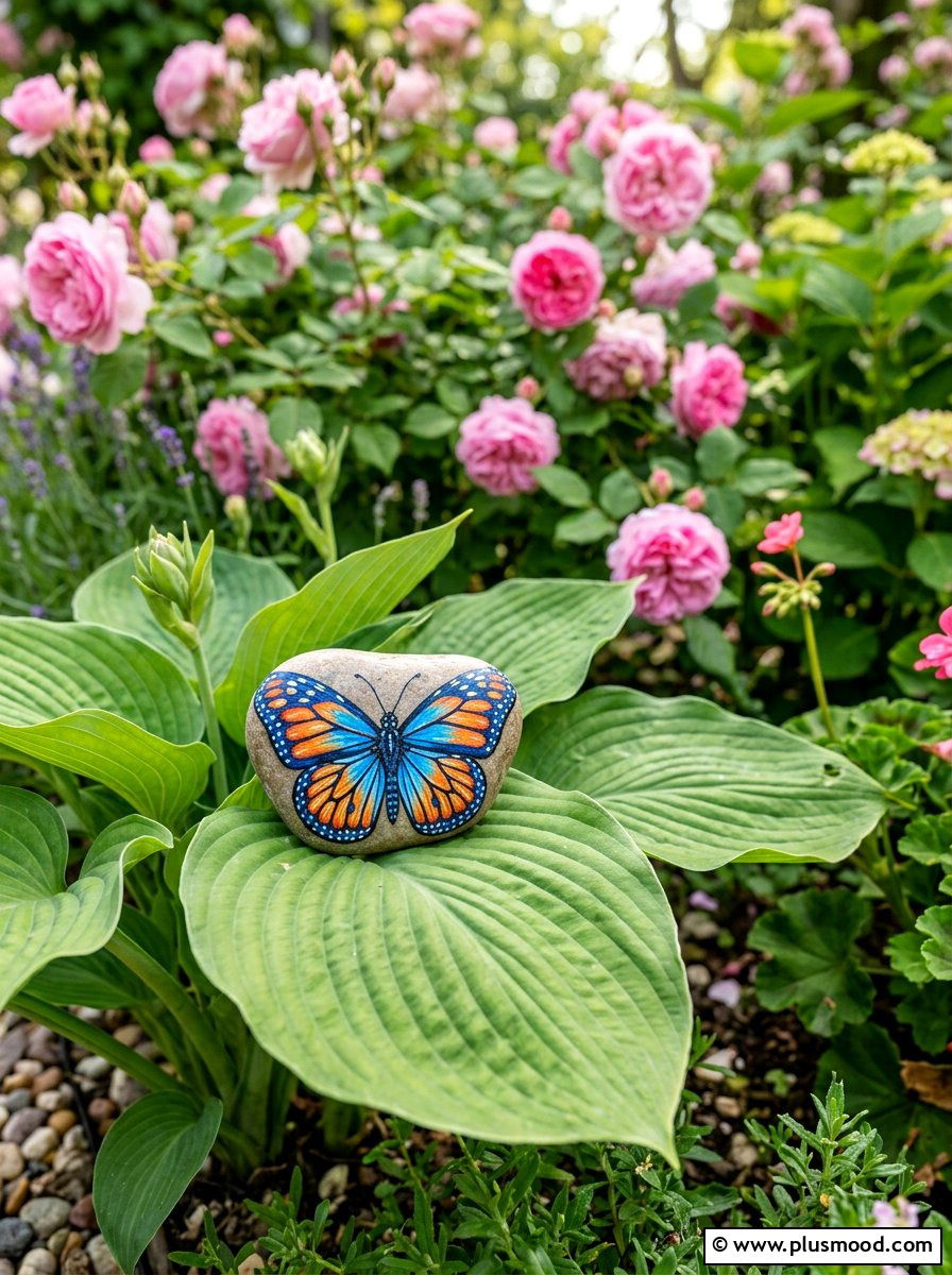 Colorful butterfly rock - 25 painted rock ideas for rock hunting game