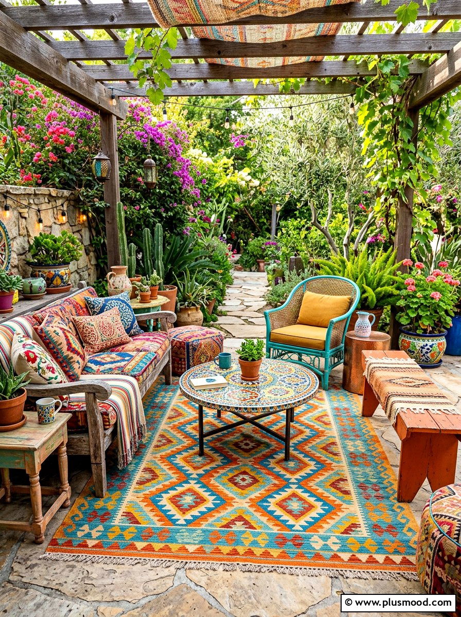 Colorful eclectic outdoor room
