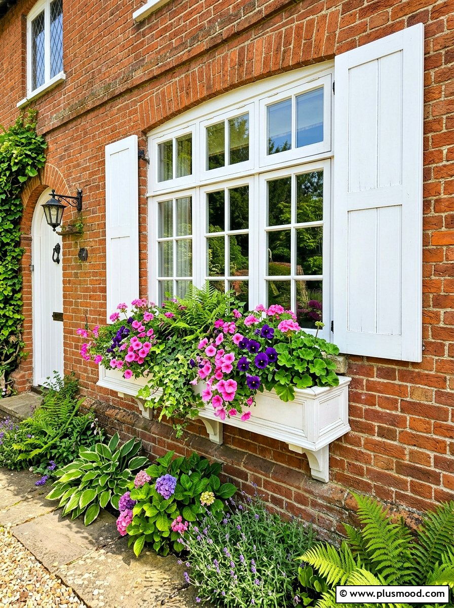 Colorful flower boxes for brick porch - 25 summer front porch decor ideas for brick house