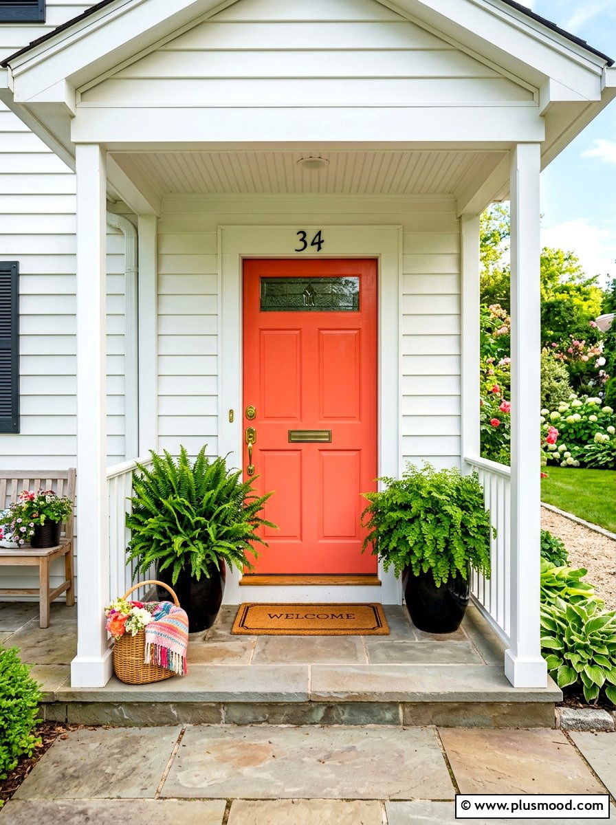 Colorful front door paint - 25 summer small porch curb appeal ideas