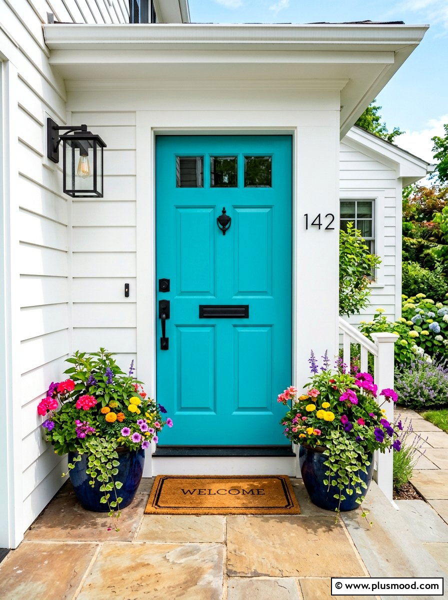 Colorful front door paint - 25 simple summer front porch ideas