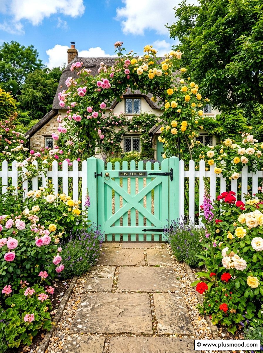 Colorful front gate - 25 summer colorful curb appeal ideas