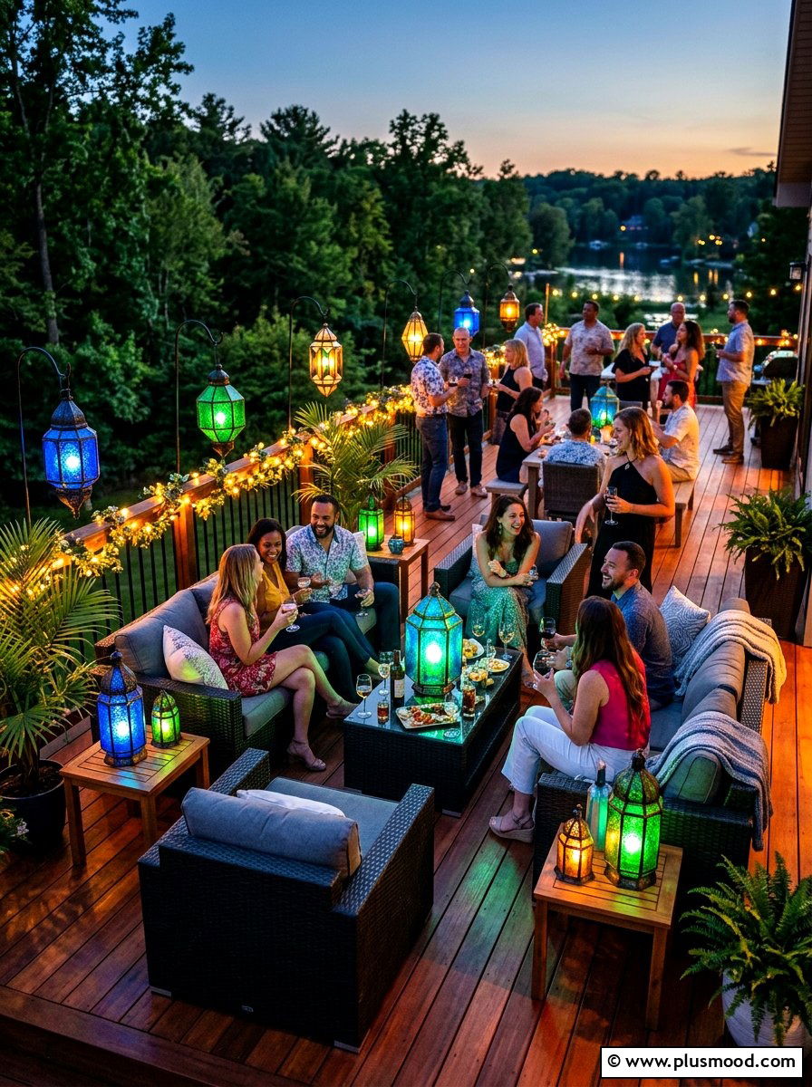 Colorful glass lanterns for deck - 25 summer lantern decor ideas for parties