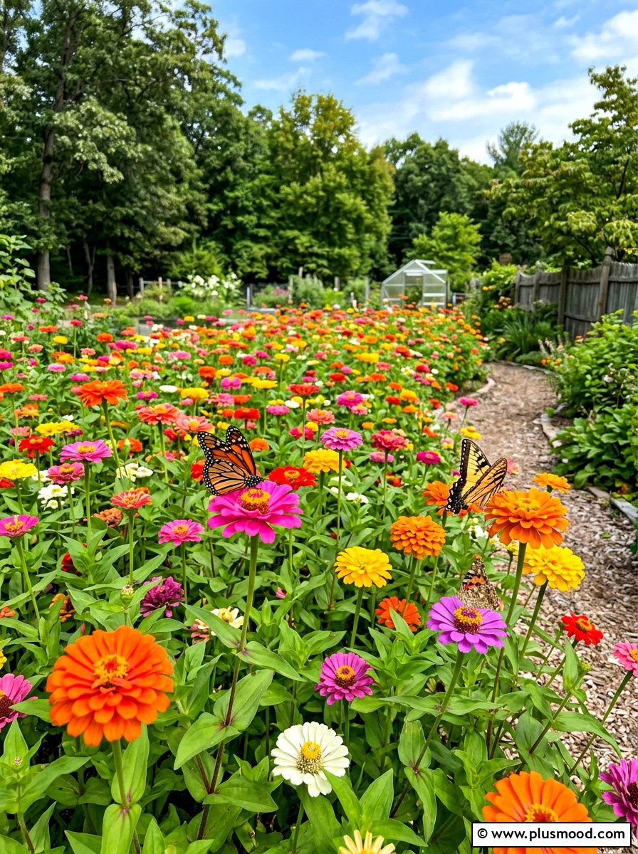 Colorful zinnia patch - 25 summer full sun garden ideas