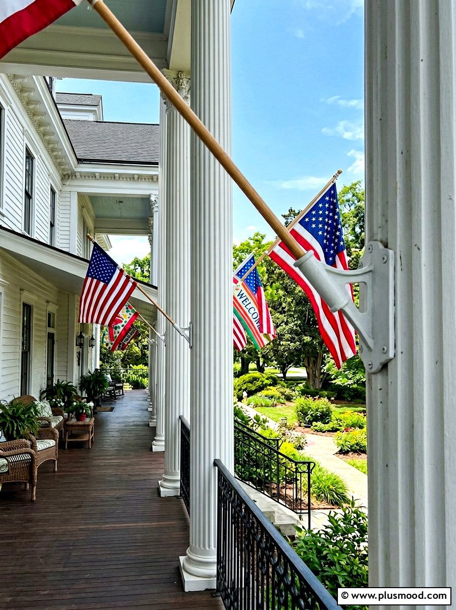 Column Flag Mount - 25 summer front porch decor ideas with flags
