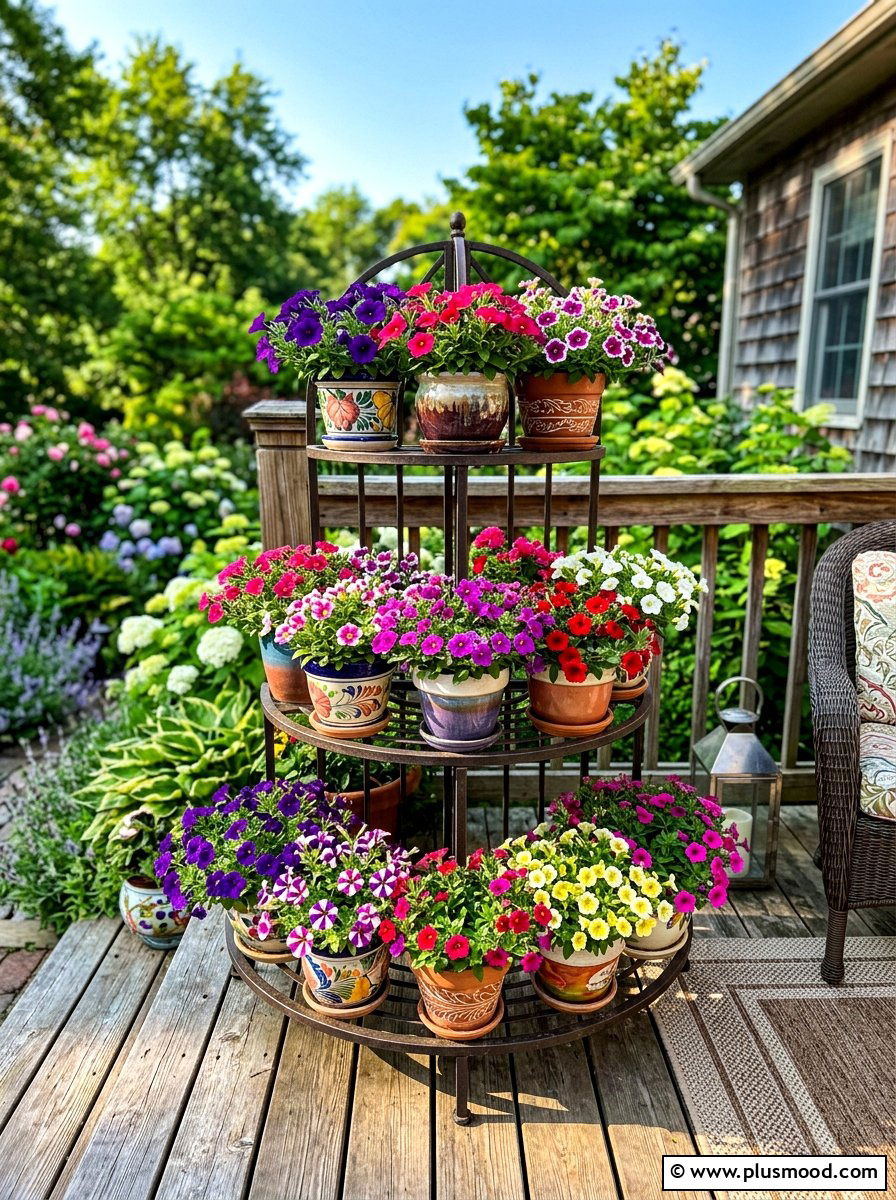 Compact Milliflora Petunia Planter - 25 summer planters with petunias ideas