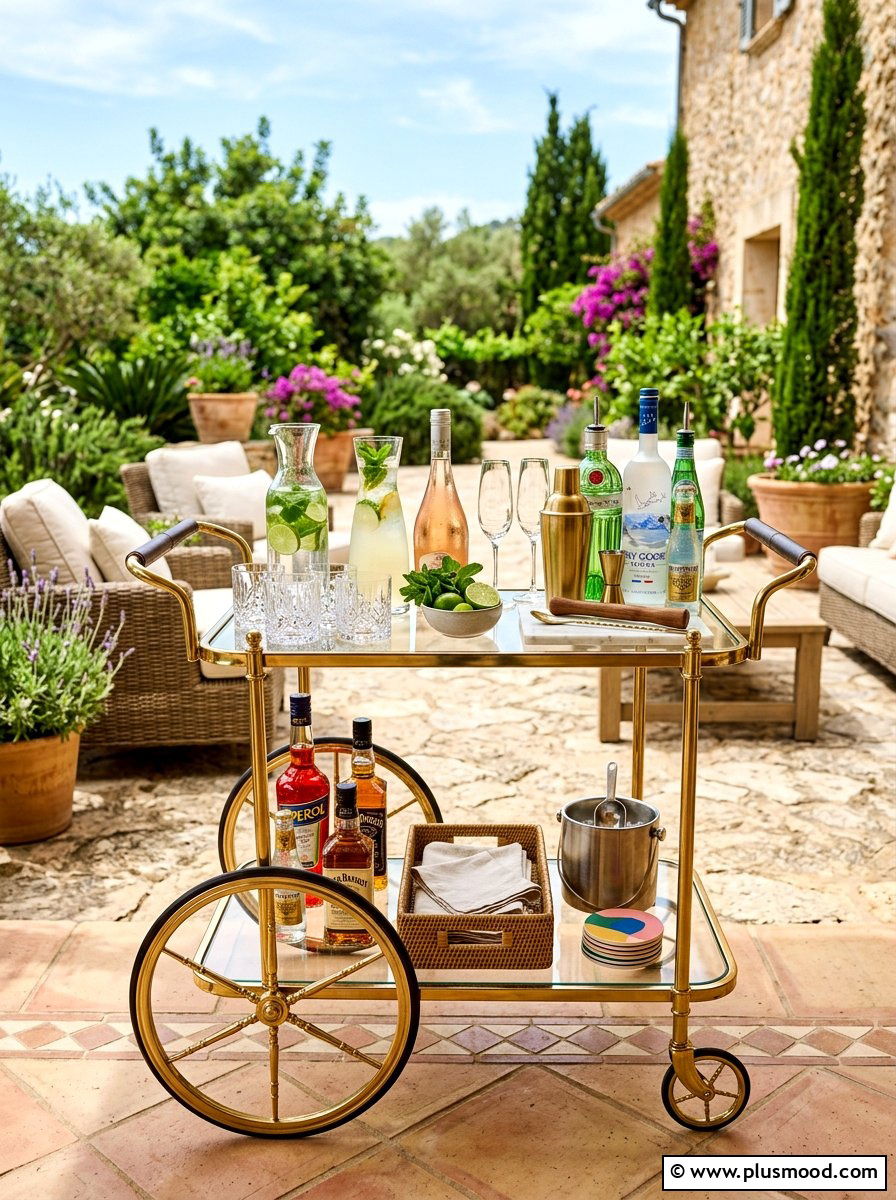 Compact Outdoor Bar Cart - 25 summer cozy apartment patio ideas