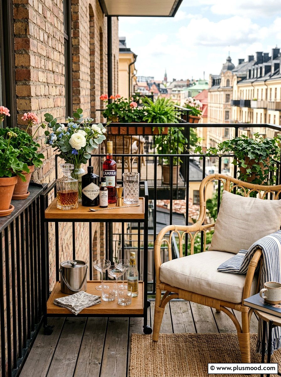 Compact Small Space Bar Cart - 25 summer patio bar cart ideas