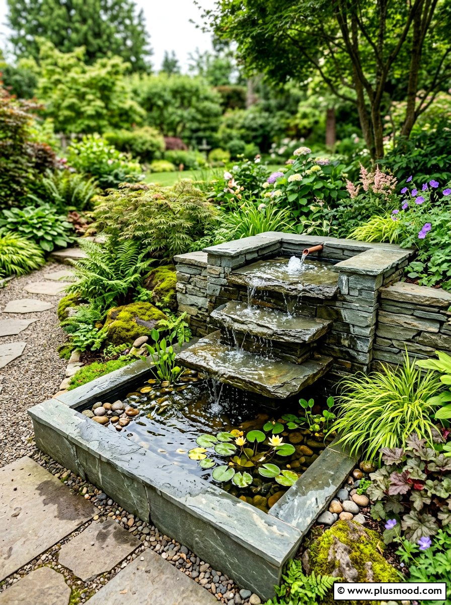 Compact Water Feature - 25 small backyard ideas for corner lots