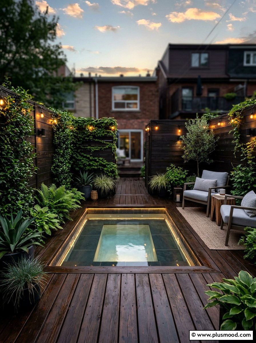 Compact pool deck - 25 pool landscaping ideas for urban backyards