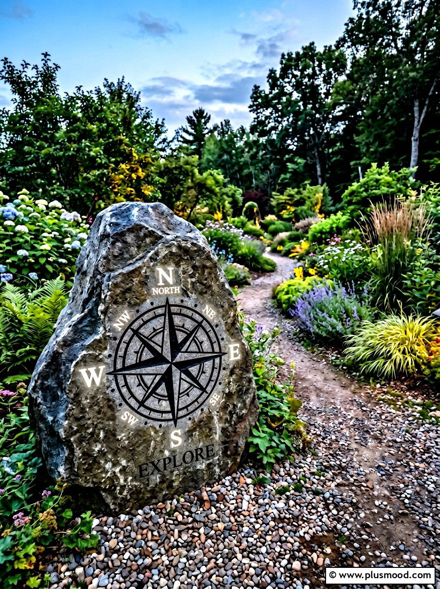Compass Glow Rock - 25 painted rock ideas with glow in the dark paint