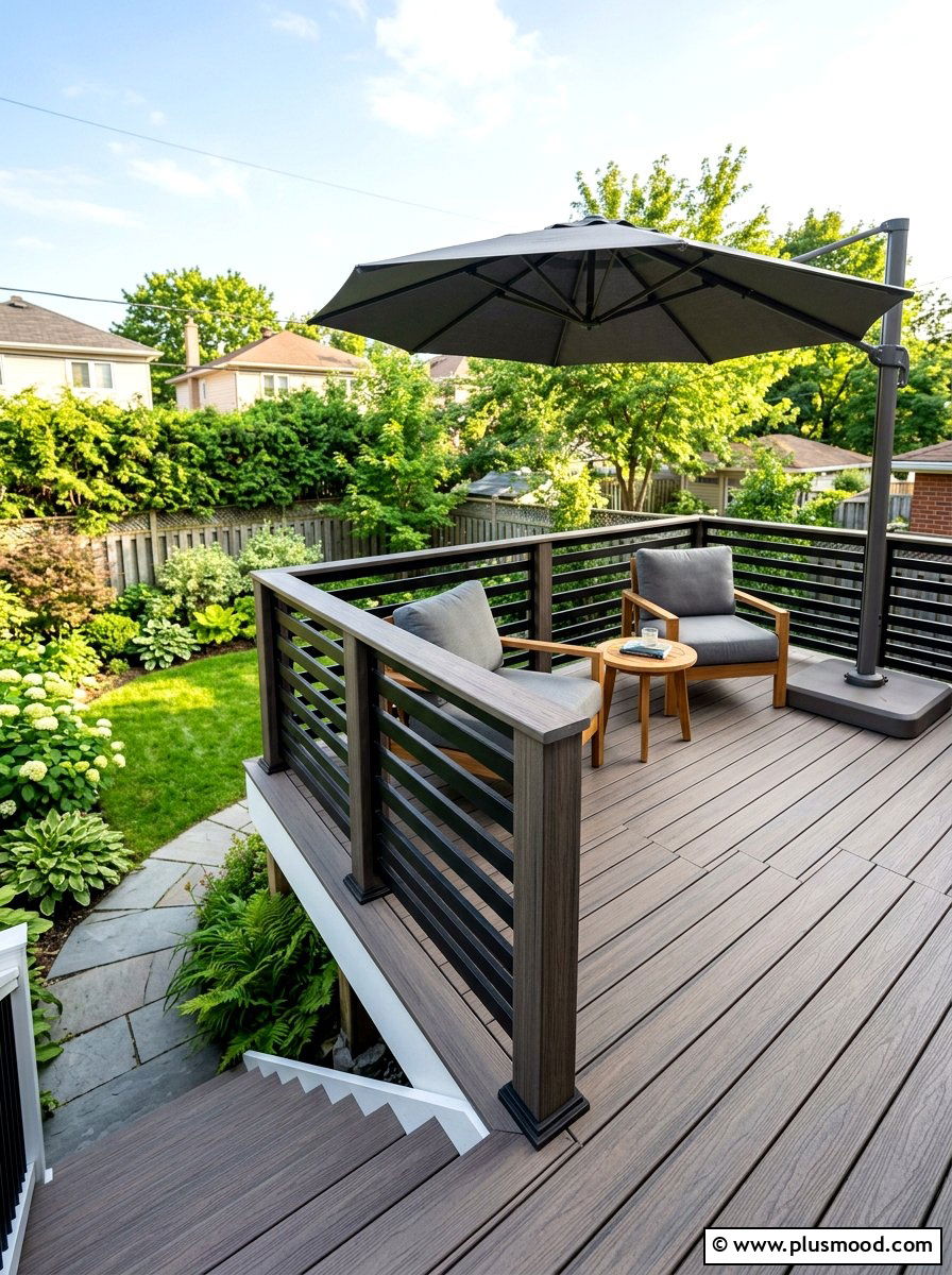 Composite Deck Privacy Railing - 25 small backyard ideas with privacy screen