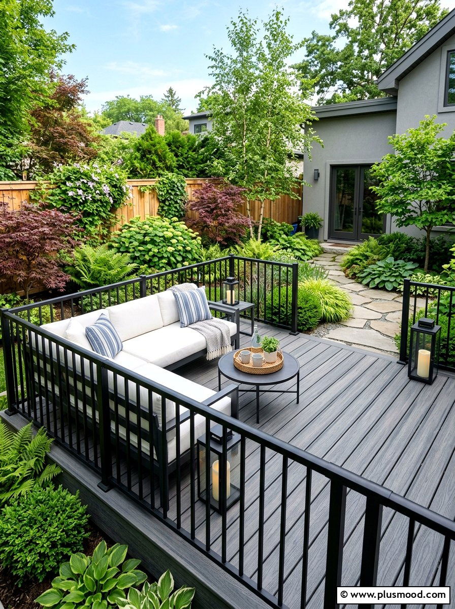 Composite Decking - 25 small backyard ideas for no grass yards