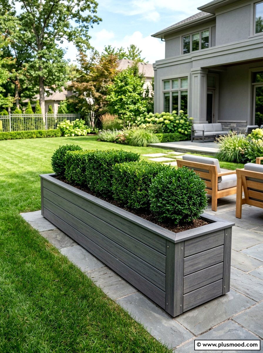 Composite Wood Planter - 25 small backyard ideas with raised beds