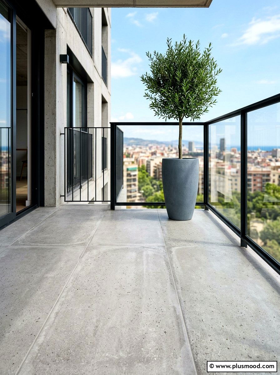 Concrete Balcony Floor Tiles - 25 summer minimal balcony ideas