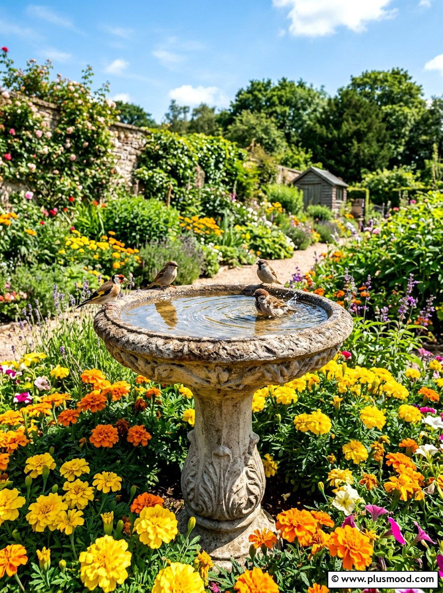Concrete Bird Bath - 25 summer cottage landscaping ideas