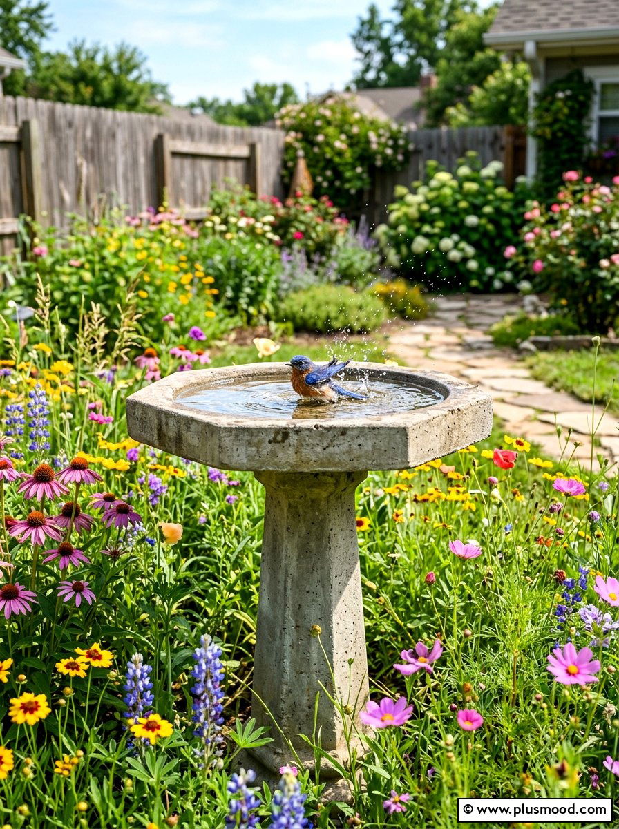 Concrete Bird Bath Pedestal - 25 summer water feature backyard ideas