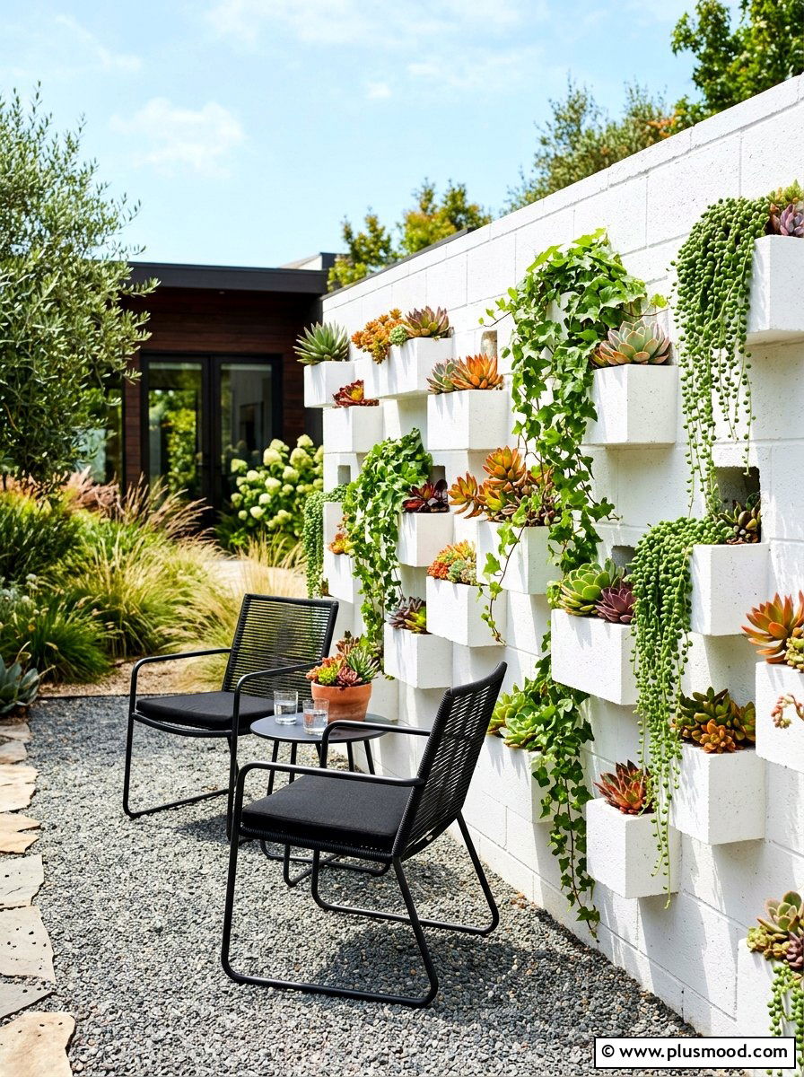 Concrete Block Planter - 25 summer backyard cheap makeover ideas