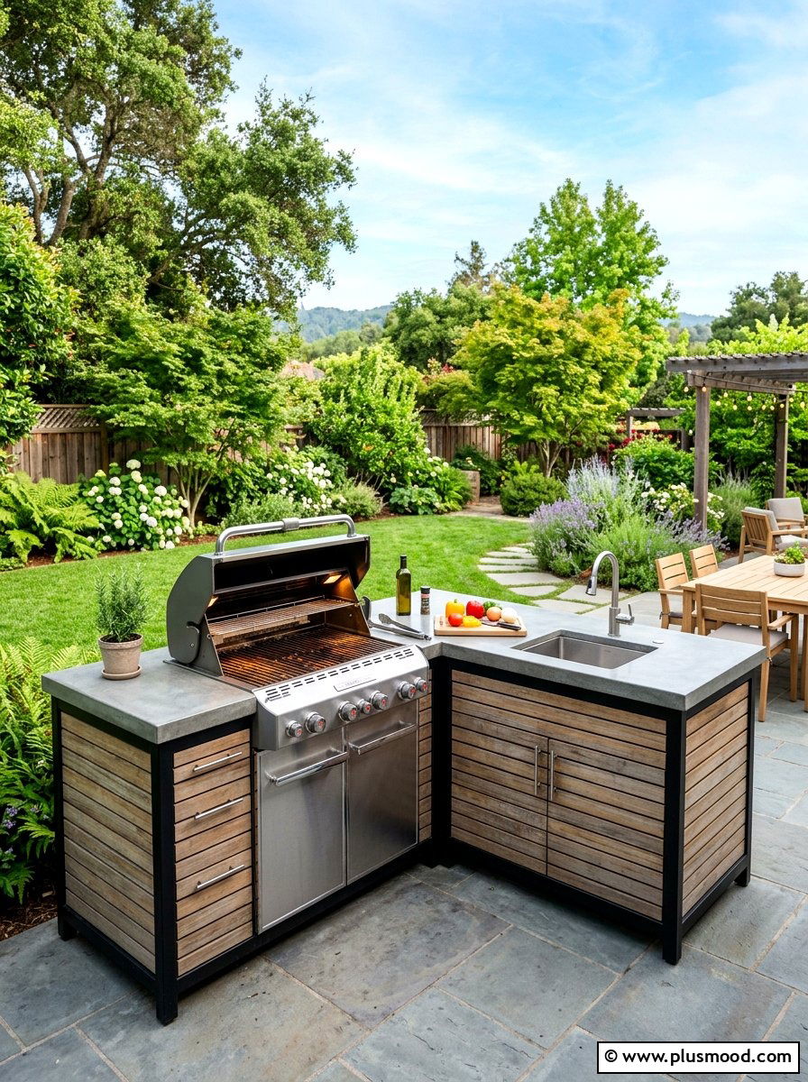 Concrete Countertop Grill Island - 25 summer backyard grill area ideas