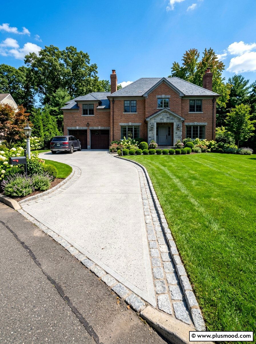 Concrete Driveway Border Stone - 25 summer brick house curb appeal ideas