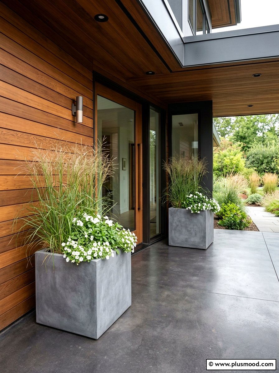 Concrete Entryway Planters - 25 summer front porch decor ideas
