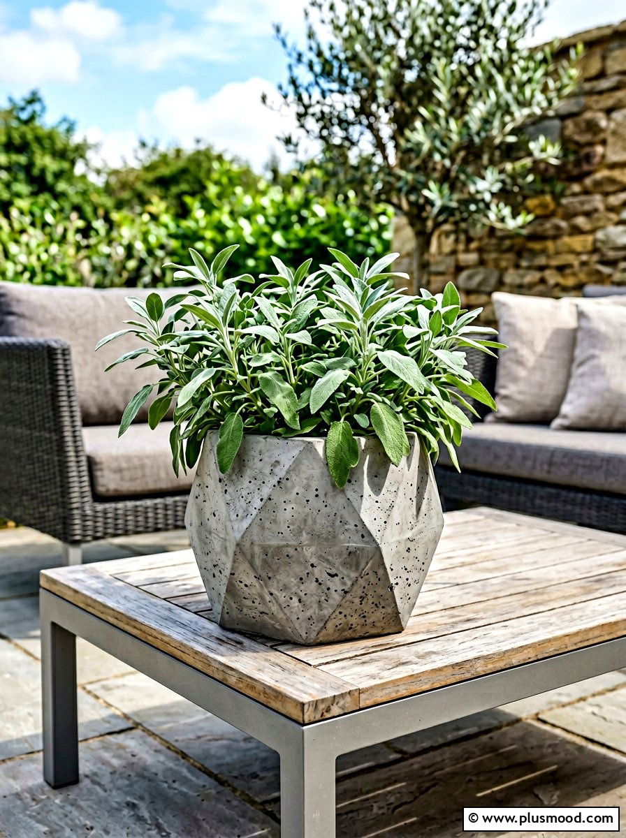Concrete Herb Planter Pot - 25 summer herb planter ideas
