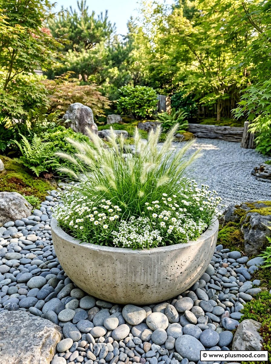 Concrete Low Round Bowl - 25 summer modern planter ideas