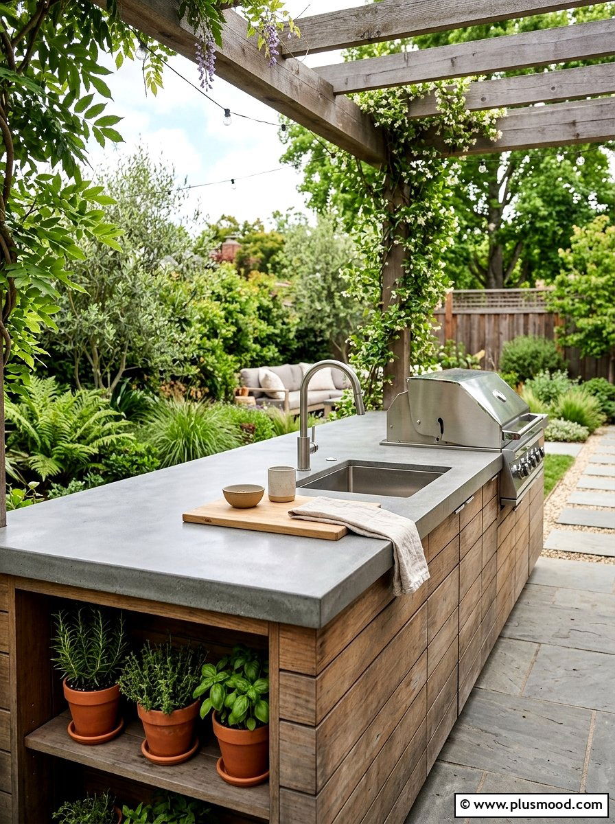 Concrete Outdoor Kitchen Countertop - 25 small backyard ideas with outdoor kitchen