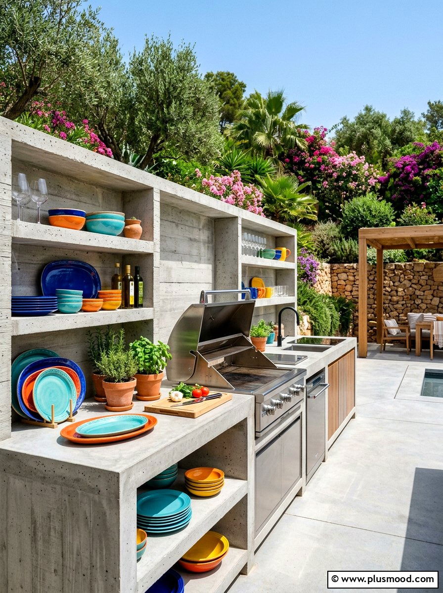Concrete Outdoor Kitchen Open Shelving - 25 summer open shelf summer kitchen ideas