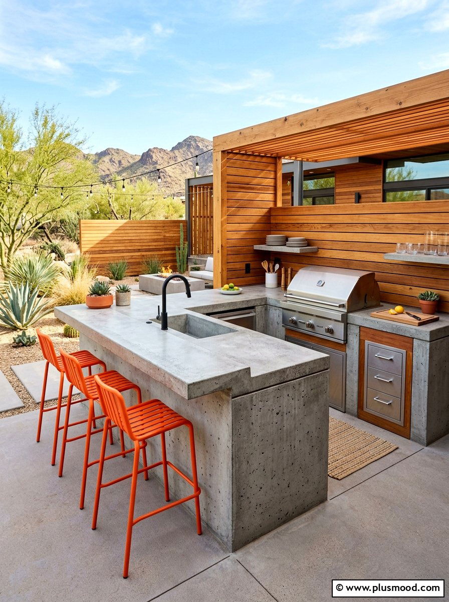 Concrete Outdoor Kitchen - 25 summer kitchen ideas