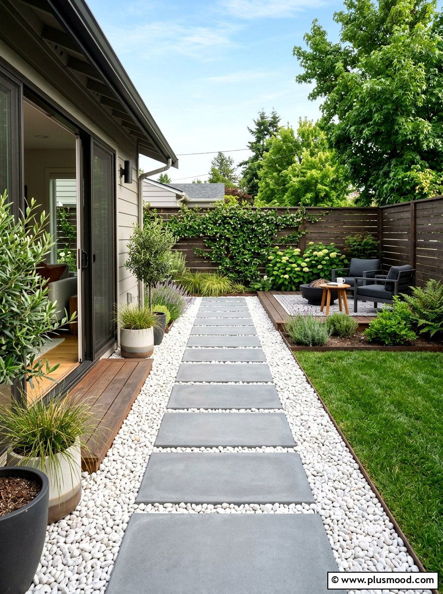 Concrete Paver Walkway - 25 summer backyard ideas for small yards