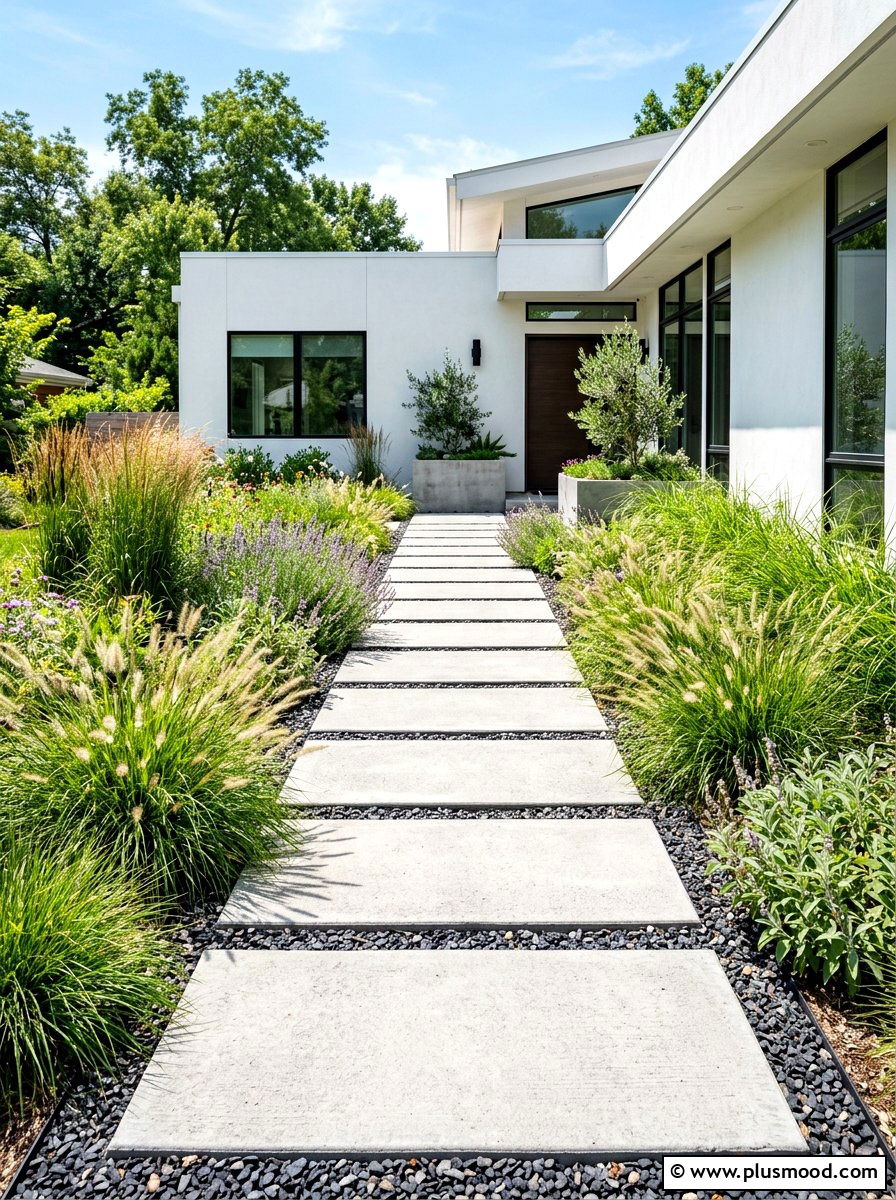 Concrete Paver Walkway - 25 summer modern curb appeal ideas