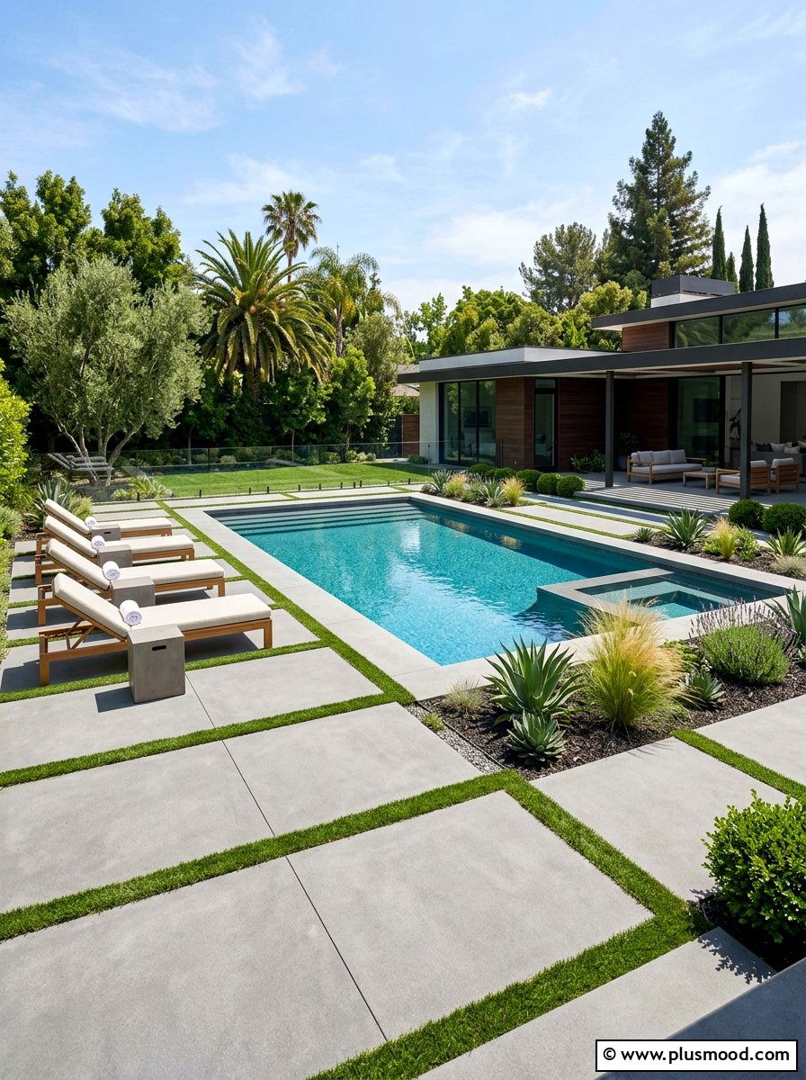 Concrete Pavers Around Pool - 25 pool landscaping ideas modern style