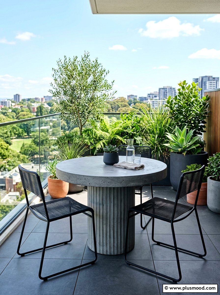 Concrete Pedestal Table - 25 summer balcony breakfast nook ideas