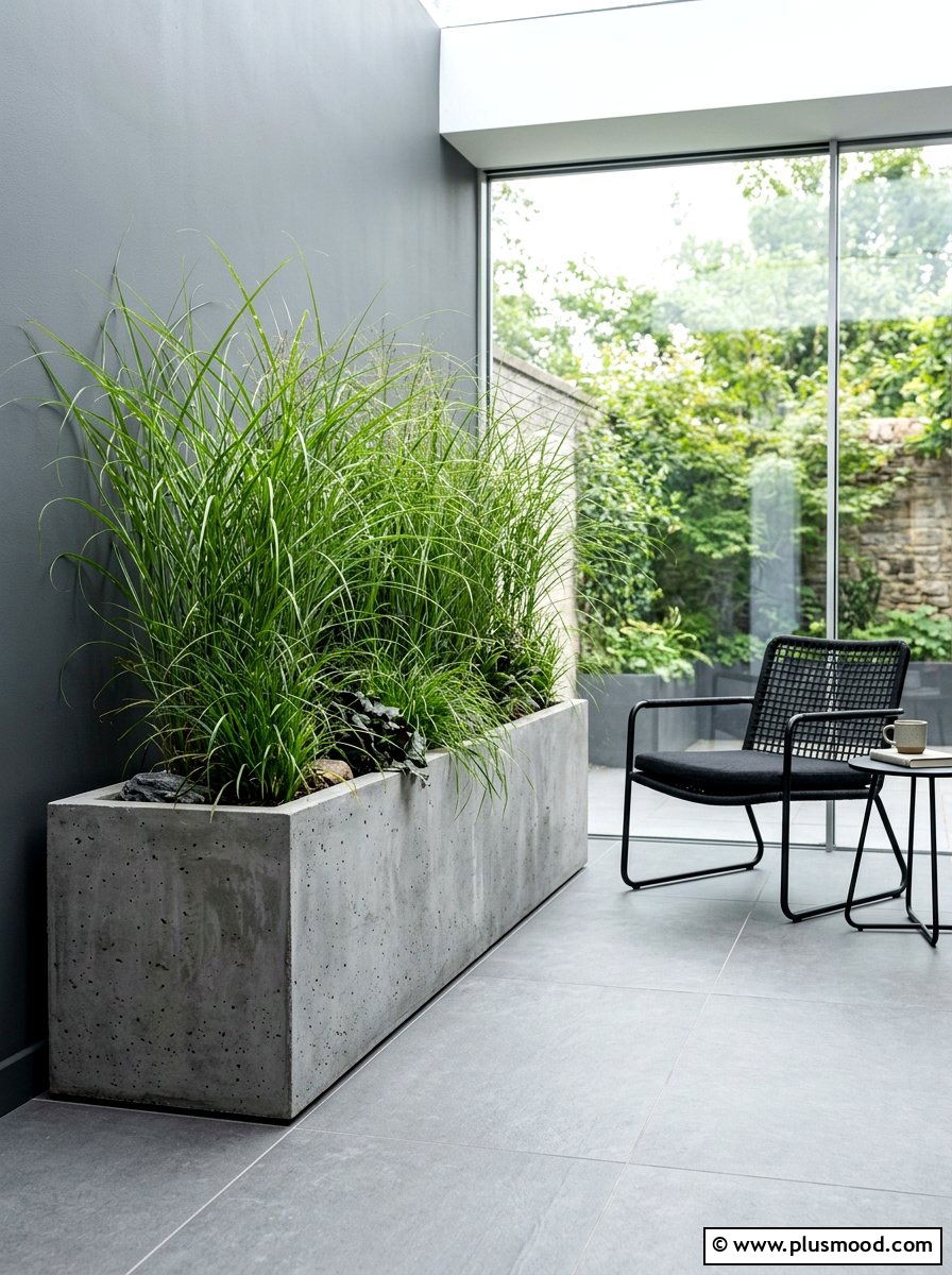 Concrete Planter Box - 25 summer city balcony summer decor ideas