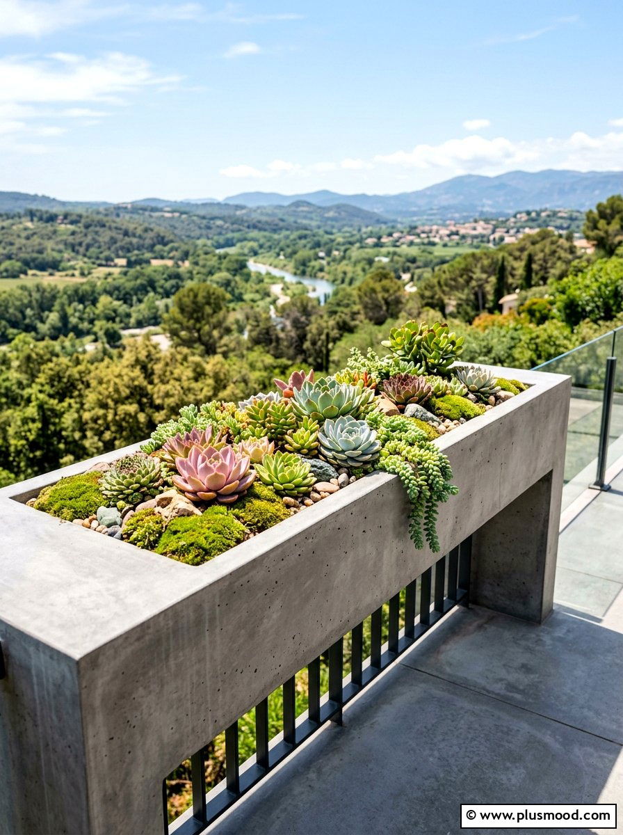 Concrete Railing Box - 25 summer railing planter balcony ideas
