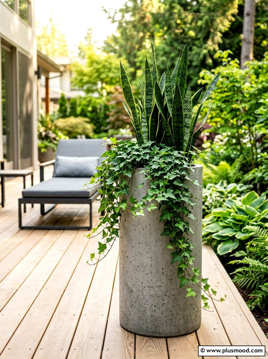 Concrete Tall Cylinder Planter - 25 summer modern planter ideas