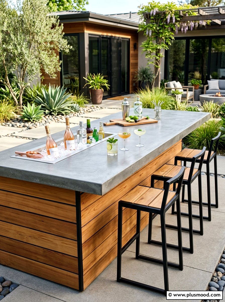 Concrete Top Outdoor Bar - 25 summer patio bar ideas